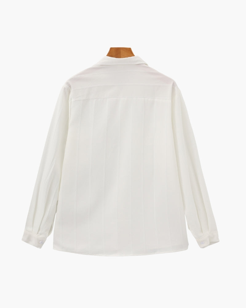 Gaston | Chemise blanche à rayures texturées et double poche