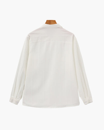 Gaston | Chemise blanche à rayures texturées et double poche