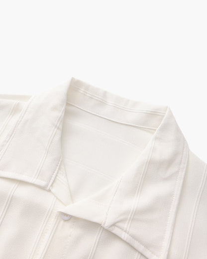 Gaston | Chemise blanche à rayures texturées et double poche