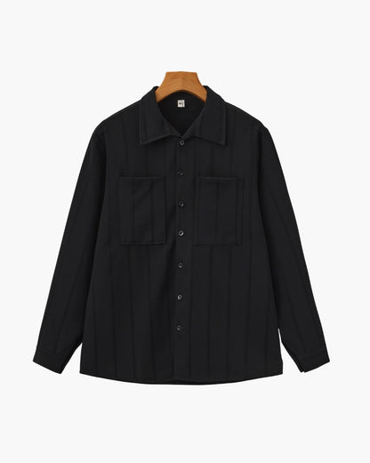 Gaston | Chemise blanche à rayures texturées et double poche
