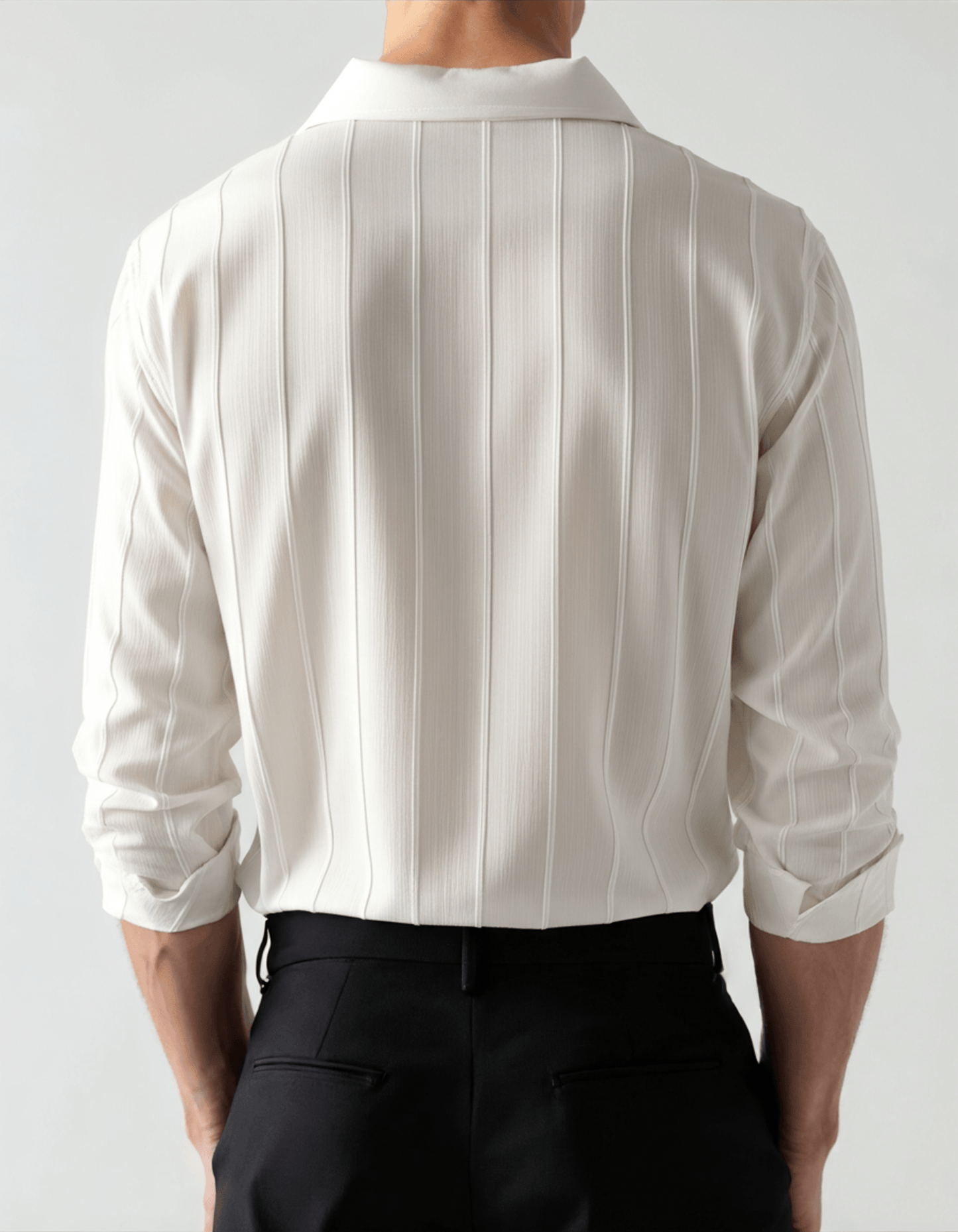 Gaston | Chemise blanche à rayures texturées et double poche