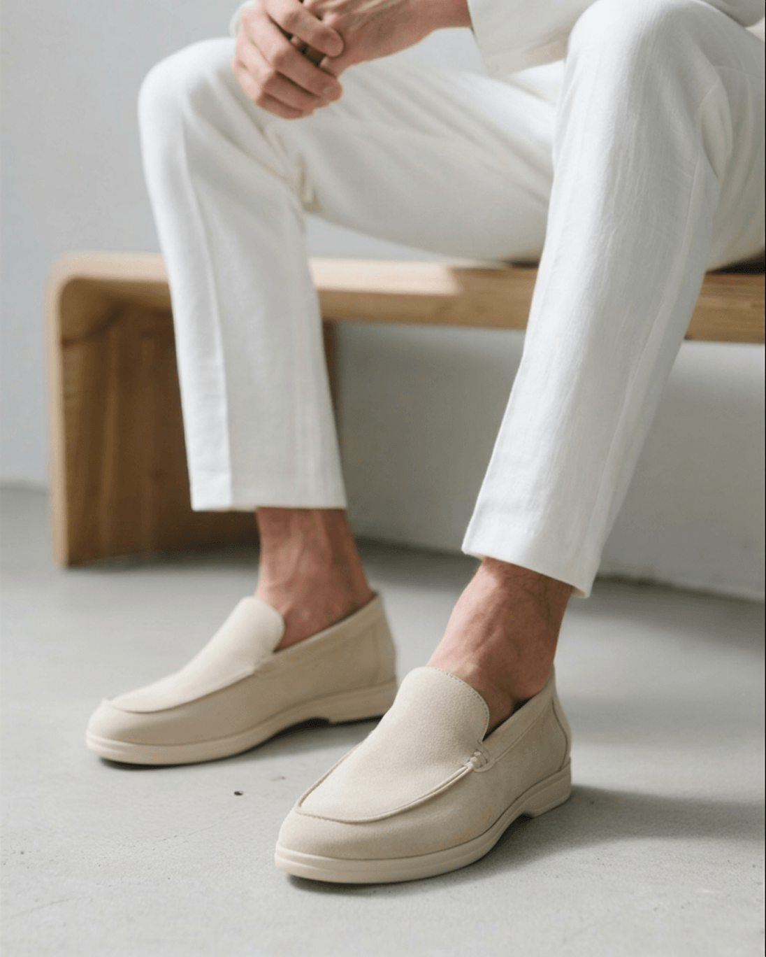 Édouard | Mocassins en daim beige sable à semelle sport